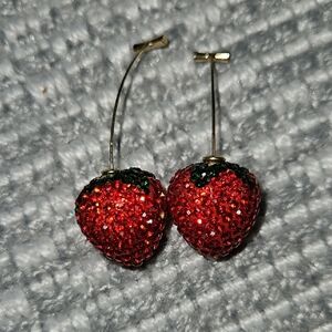 Strawberry Crystal Drop Earrings